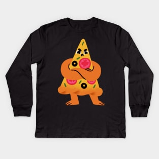 angry pizza Kids Long Sleeve T-Shirt